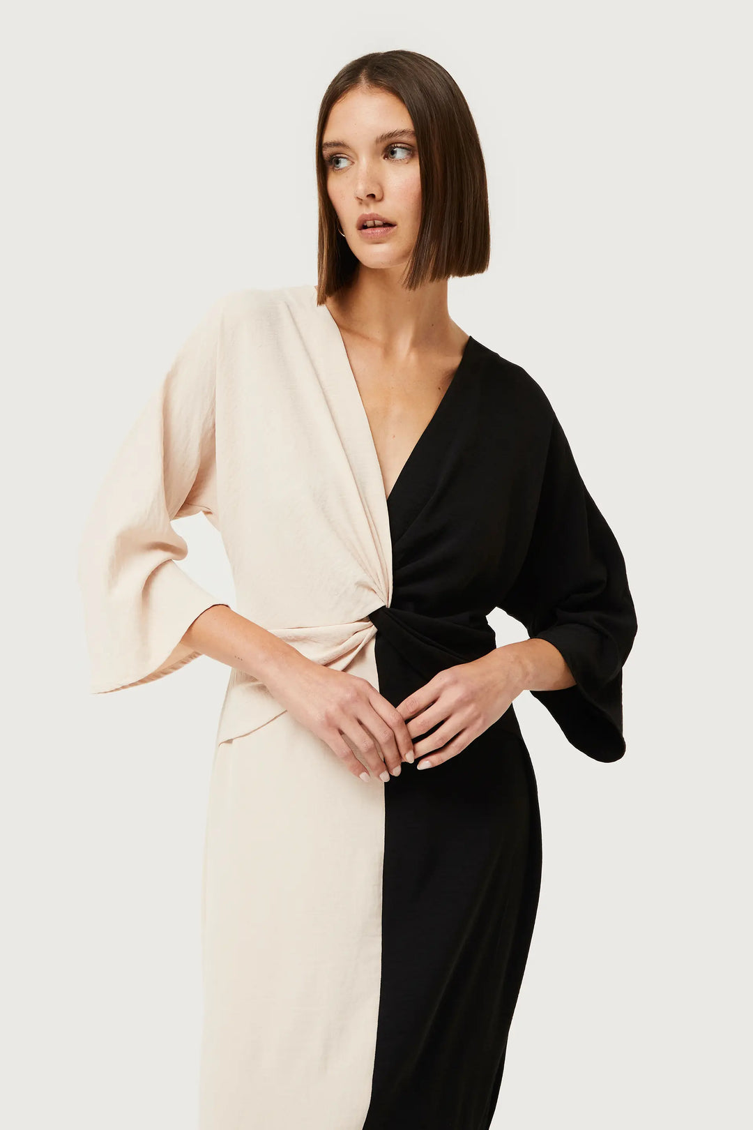 Black & White Draped Dress