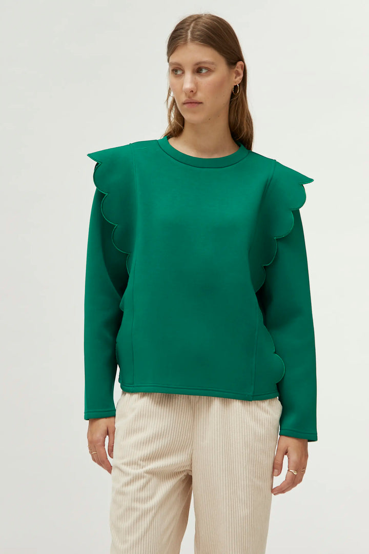 Neoprene Scalloped Sweatshirt