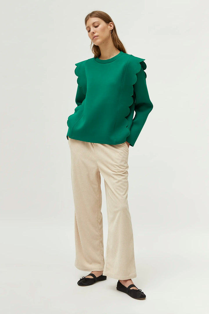 Neoprene Scalloped Sweatshirt