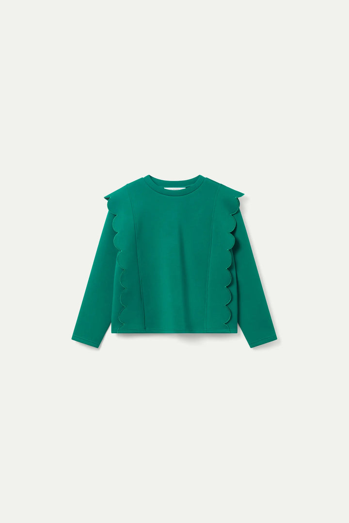 Neoprene Scalloped Sweatshirt