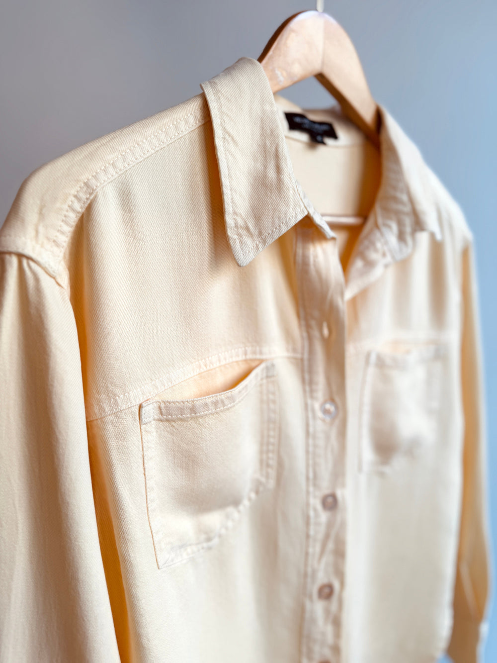 butter yellow button down shirt, women's clothing cute boutique chicago avondale logan square